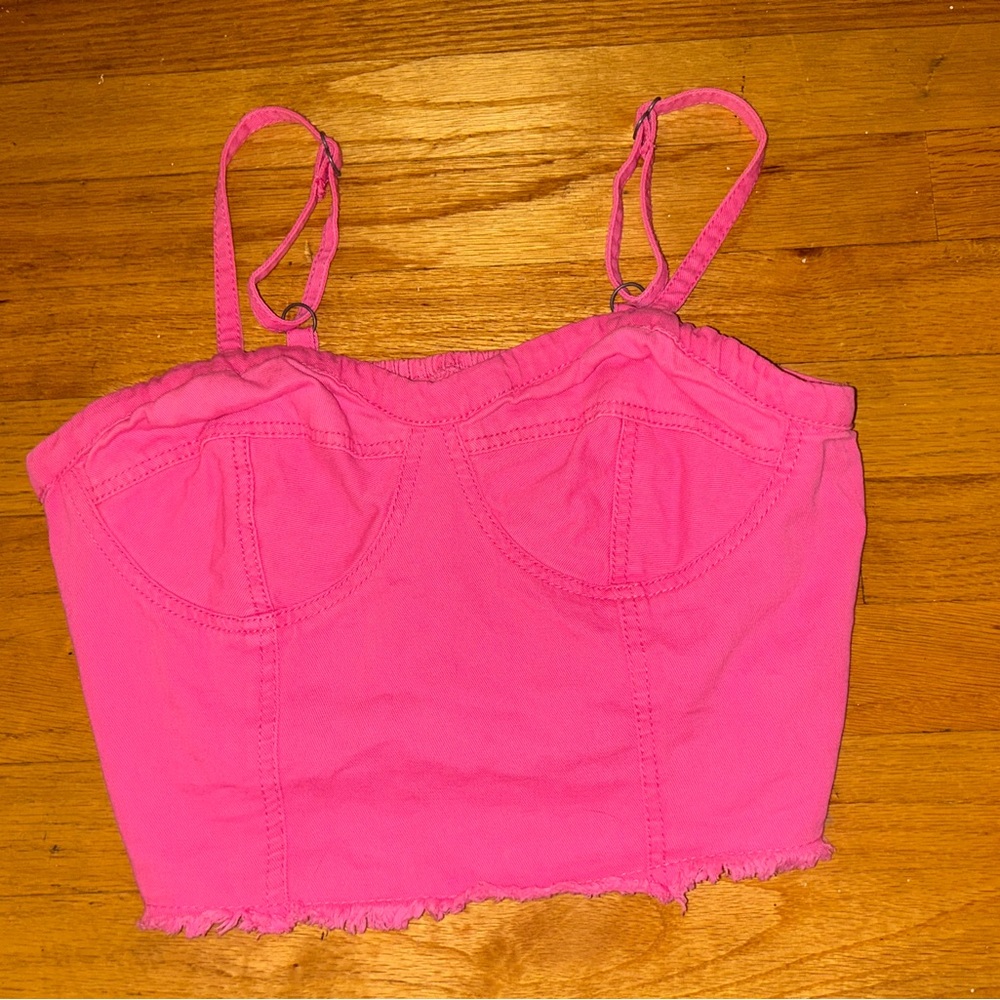 Pink Strapless Crop Top